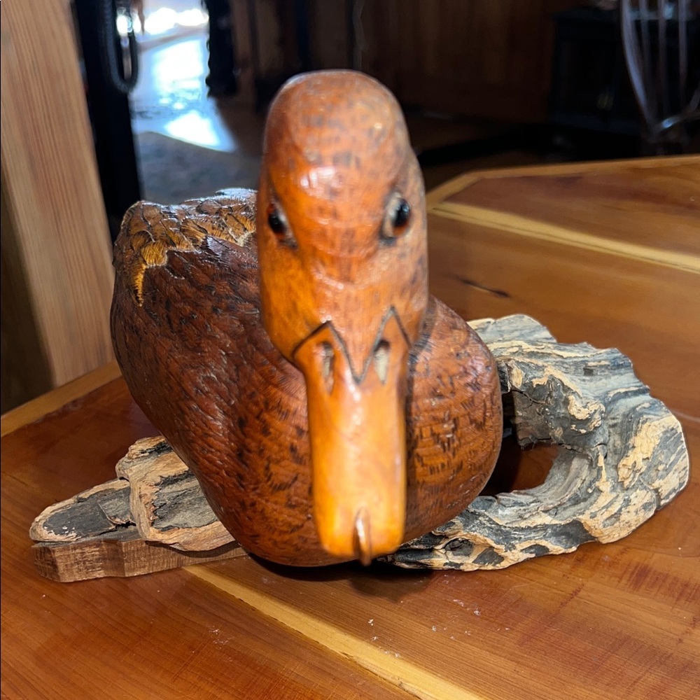 Vintage Handcrafted Wooden Duck Figurine - Picture 3 of 8